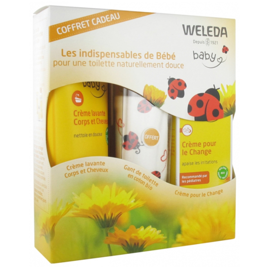 COFFRET - Les Indispensables de Bébé - Crème Lavante 200 ml + Crème pour le Change 75 ml + Gant de Toilette