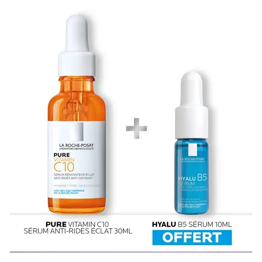 La Roche-Posay Pure Vitamin C10 Sérum Rénovateur Eclat 30 ml + Hyalu B5 Sérum Réparateur 10 ml Offert