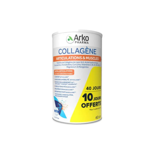 Arkopharma collagène articulations et muscles 480g – peptides de collagène types I et II, glucosamine, chondroïtine, curcuma & magnésium