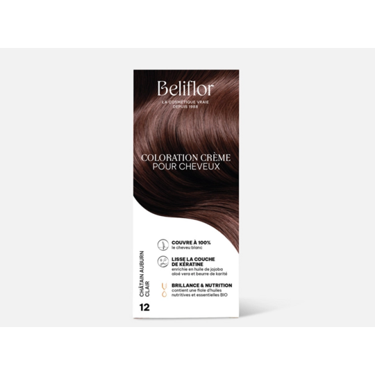 Beliflor coloration crème gourmande N°12 Châtain Auburn Clair 135 ml