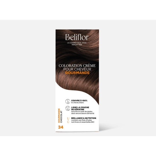Beliflor coloration crème gourmande N°34 Chocolat 135 ml