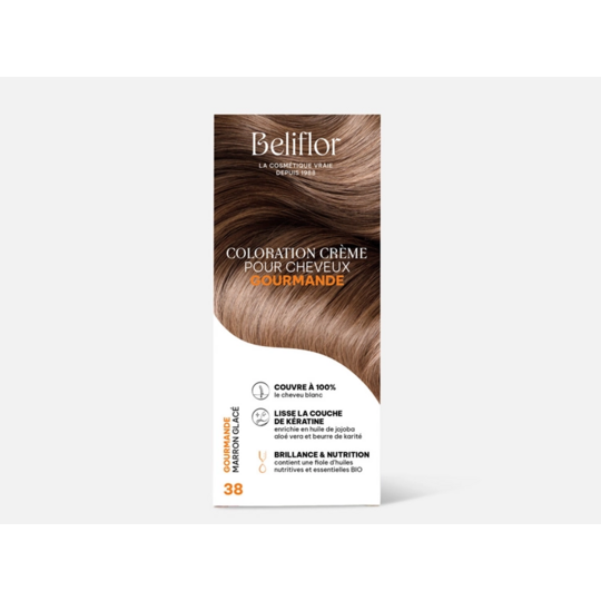 Beliflor coloration crème gourmande N°38  Marron Glacé 135 ml