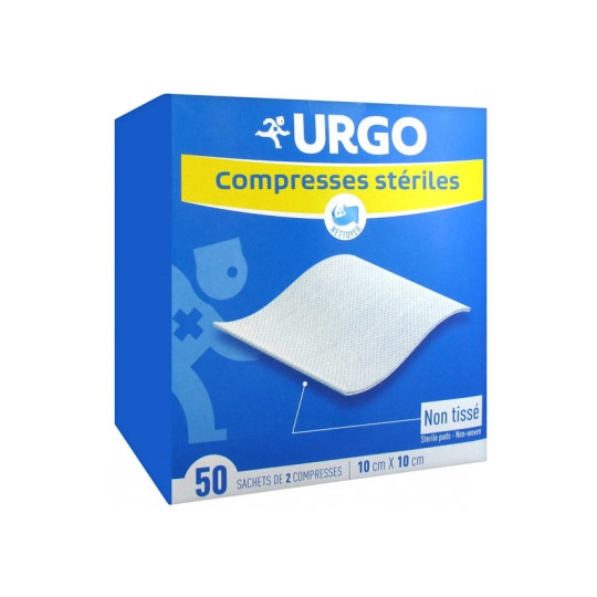 Compresses Stériles Non Tissé 10 cm x 10 cm - 50 sachets de 2 compresses