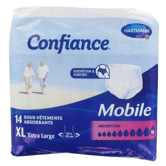CONFIANCE - Mobile - Slip Absorbants Gouttes 10 Taille XL - 14 Slips