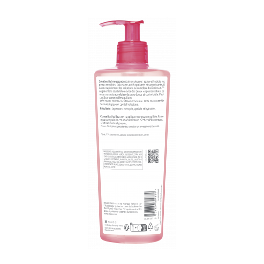 Bioderma Crealine Gel Moussant Visage Peaux Sensibles 500 ml