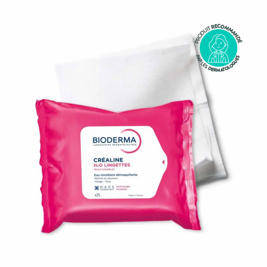 Bioderma Créaline H2O lingettes démaquillantes 25 – Peaux sensibles visage et yeux