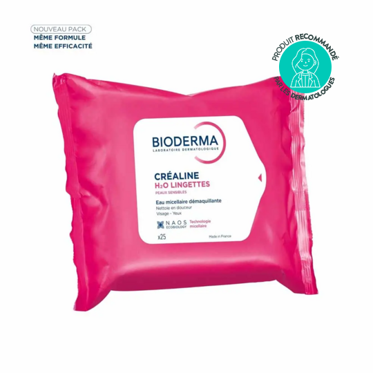 Bioderma Créaline H2O lingettes démaquillantes 25 – Peaux sensibles visage et yeux