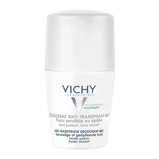 Vichy Déodorant Anti-Transpirant 48H Roll-On Peau Sensible ou Epilée 50 ml