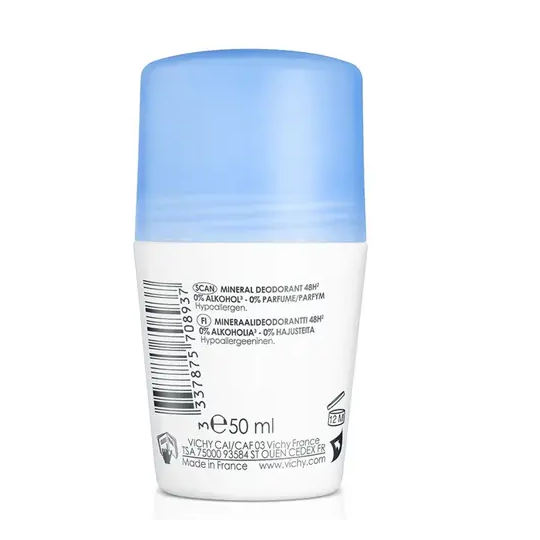 Vichy Déodorant Roll-On Minéral 48H Tolérance Optimale Lot de 2 x 50 ml