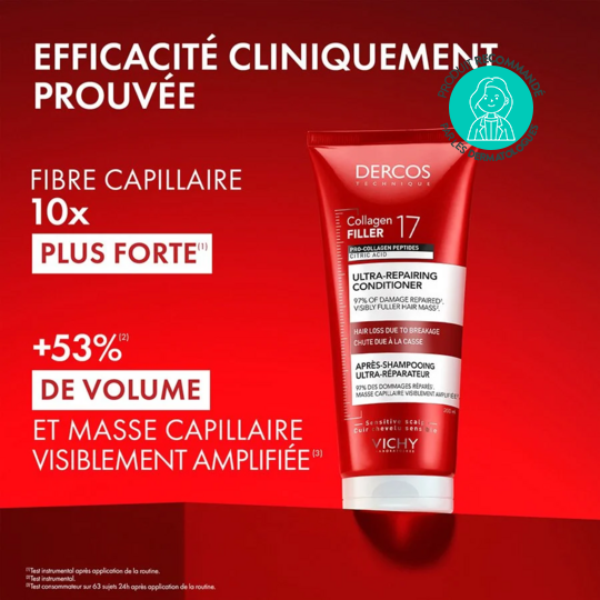 Vichy Dercos Collagen Filler 17 Après-shampooing ultra-réparateur cheveux 200 ml