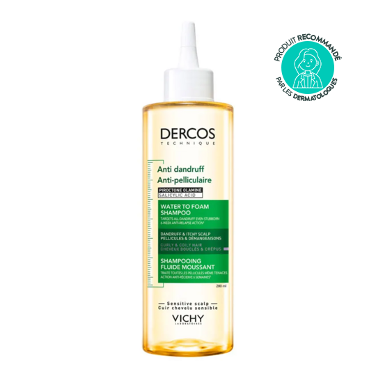 Vichy Dercos Shampooing Fluide Moussant Anti-pelliculaire 200 ml Boucles et frisottis