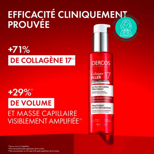 Vichy Dercos Collagen Filler 17 Pré-shampoing fortifiant réparateur cheveux 150 ml