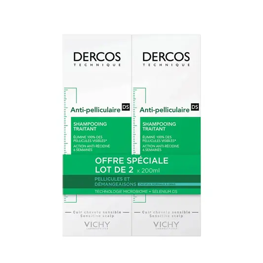 Vichy Dercos Shampooing Anti-pelliculaire Traitant  Cheveux Normaux 2 x 200 ml
