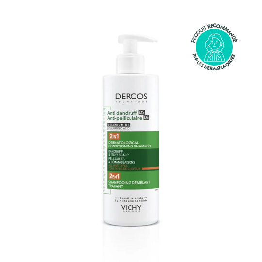 Vichy Dercos Shampooing 2en1 Anti-Pelliculaire DS et Démêlant 390ml