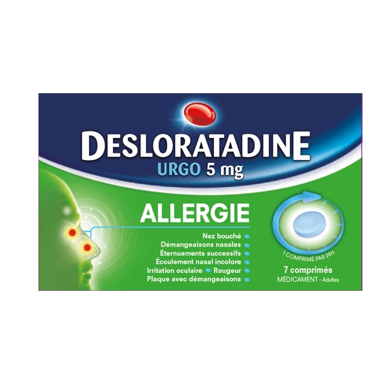 Urgo Desloratadine Allergie 5 mg 7 comprimés – Antihistaminique contre la rhinite allergique et l'urticaire