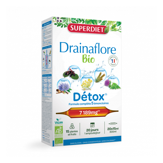 Superdiet Drainaflore Bio 20 Ampoules