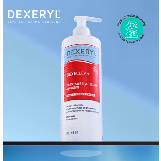 Dexeryl Dexeclear Nettoyant Hydratant Apaisant 400 ml – Peau acnéique desséchée et irritée