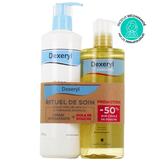 DEXERYL - Crème Sécheresses Cutanées 500 g + Huile de Douche 500 ml