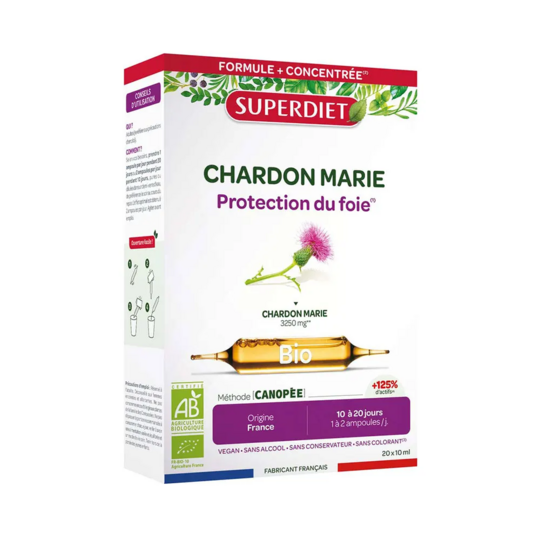 Superdiet Chardon Marie Bio - Protection du foie 20 ampoules