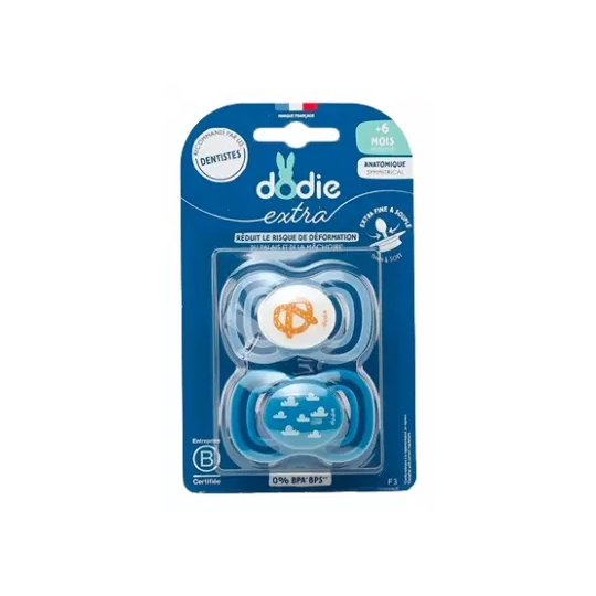 Dodie Extra Sucettes anatomiques +6 mois lot de 2 – sucette anatomique bébé