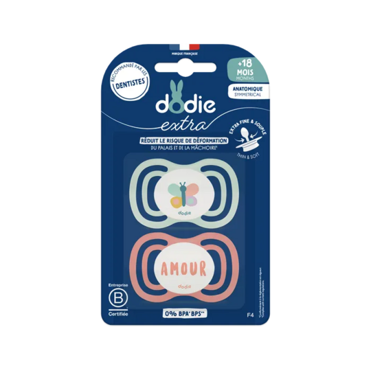 Dodie Sucettes anatomiques F4 extra +18 mois 2 pièces – sucette anatomique bébé