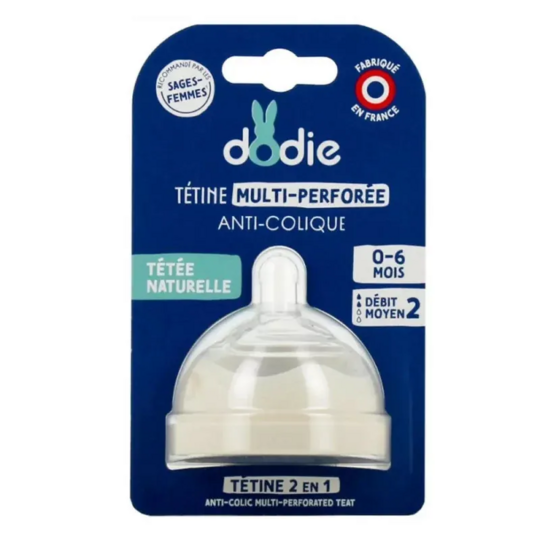 Dodie Tétine multi-perforée anti-colique débit moyen 0-6 mois – tétine bébé