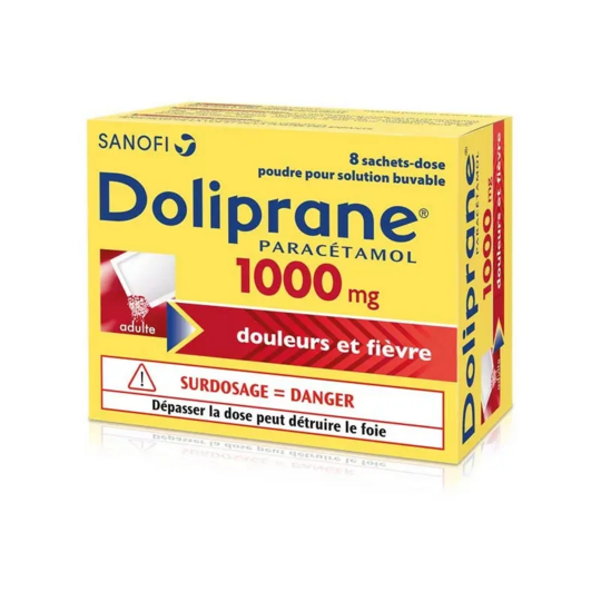 Doliprane 1000 mg 8 sachets – Médicament paracétamol contre douleurs et fièvre