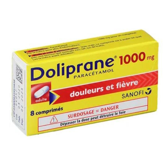 Doliprane Adulte 1000 mg - Boite de 8 Comprimés