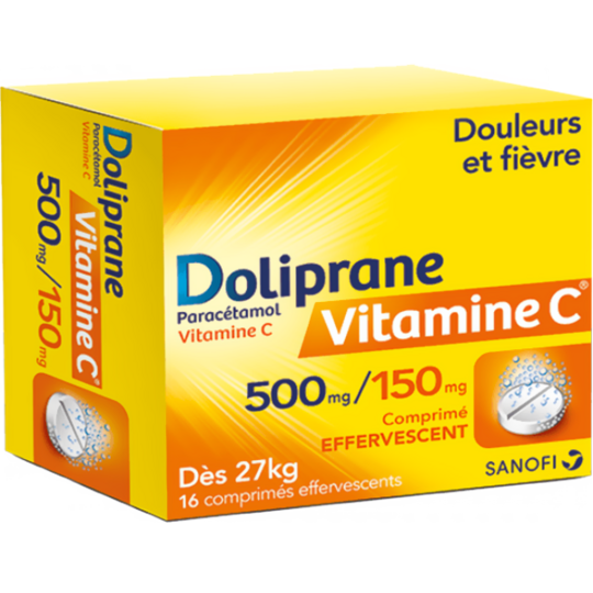 Doliprane Vitamine C - 500 mg/150 mg - 16 comprimés effervescents