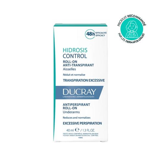 Ducray hidrosis control roll-on anti-transpirant aisselles 40 ml transpiration excessive & efficacité 48h