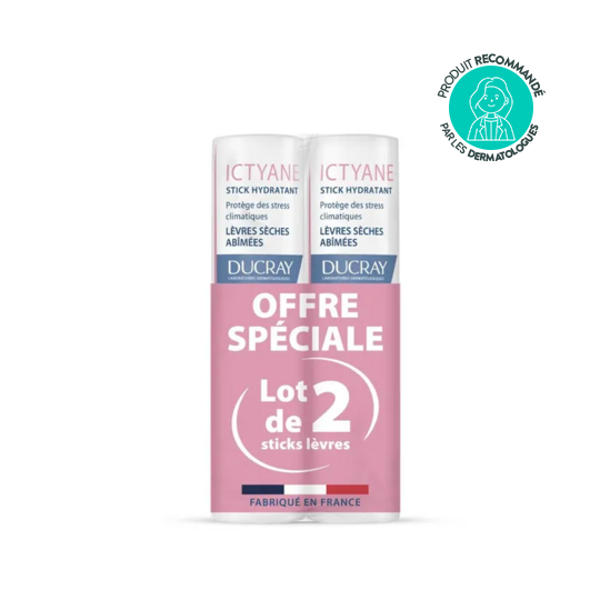 Ducray Ictyane stick lèvres hydratant 2x3 g lèvres sèches et abîmées