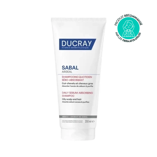 Ducray sabal argeal shampooing quotidien sébo-absorbant 200 ml cheveux gras & cuir chevelu purifié