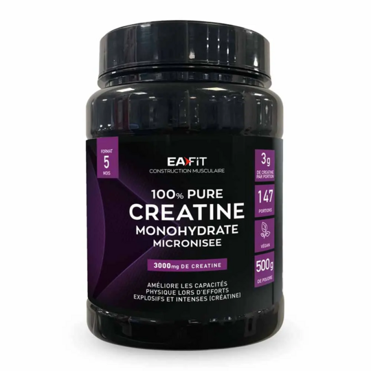 Eafit Construction musculaire pure créatine format 5 mois goût neutre 500 g – force et puissance musculaire