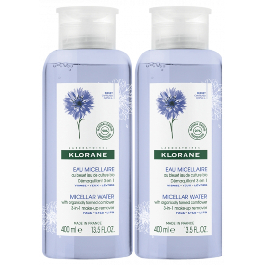 Eau Micellaire Démaquillante 3 en 1 au Bleuet - Lot de 2 x 400 ml