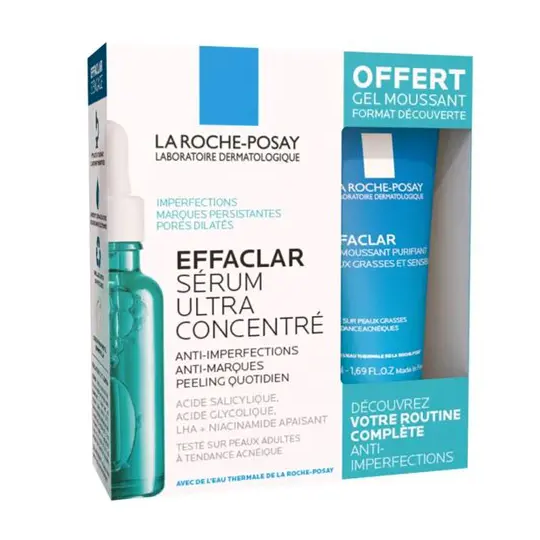 La Roche Posay Effaclar Sérum Ultra Concentré  30 ml + Gel Moussant Purifiant 50 ml Offert