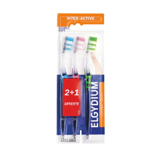 Elgydium Interactive Brosse à dents Souple 2+1 offerte