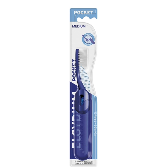 Elgydium Pocket Brosse à Dents de Voyage Bleue – Brosse à dents souple pliable