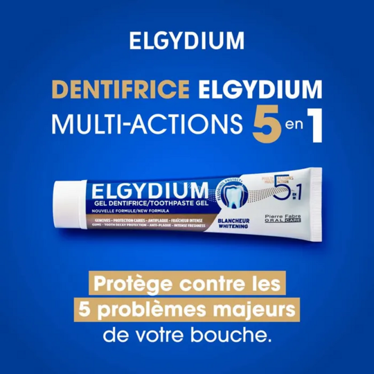 Elgydium Gel Dentifrice Multi-Actions 5 en 1 Duo 2 x 75 ml – Protection complète au quotidien