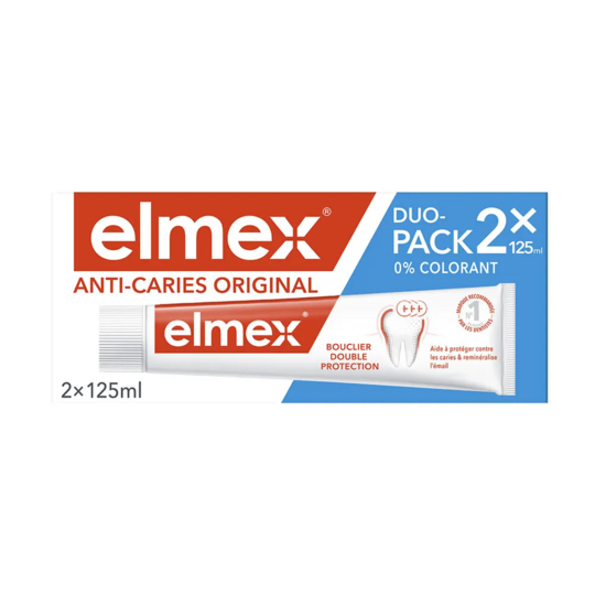 Elmex Anti-Caries Original Dentifrice au Fluor 2 × 125 ml – Protection durable contre les caries