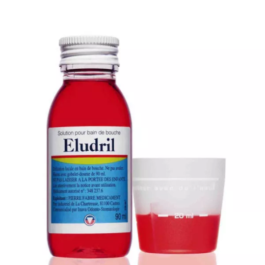 Eludril Bain de Bouche 90 ml + gobelet – Gingivite, saignements des gencives, soins dentaires