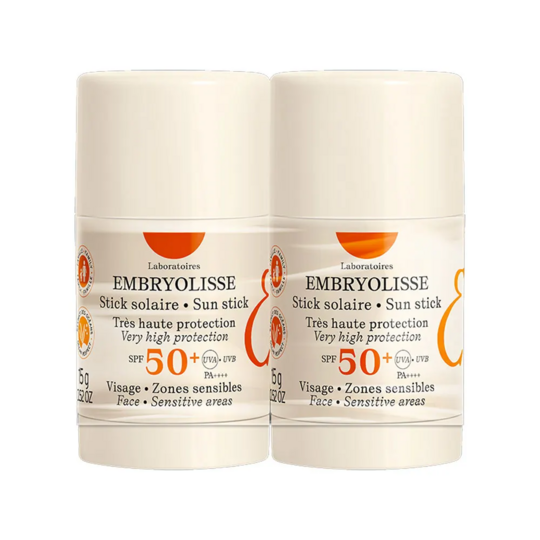 Embryolisse Stick Solaire SPF50+ Visage Zones Sensibles 2 x 15 g – Très haute protection solaire invisible