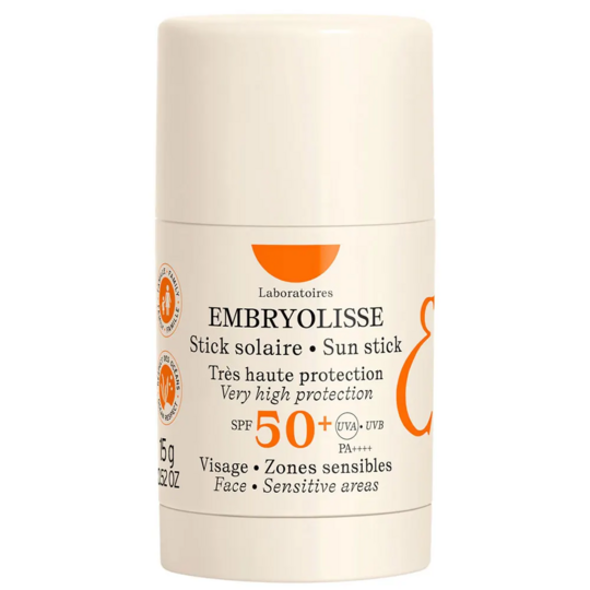 Embryolisse Stick Solaire SPF50+ Visage Zones Sensibles 15 g – Très haute protection solaire invisible