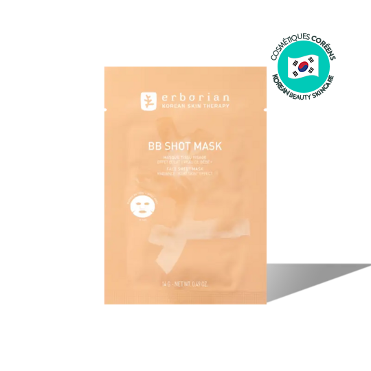Erborian BB Shot Mask effet éclat peau de bébé  x1 — masque en tissu hydratant et sublimateur de teint
