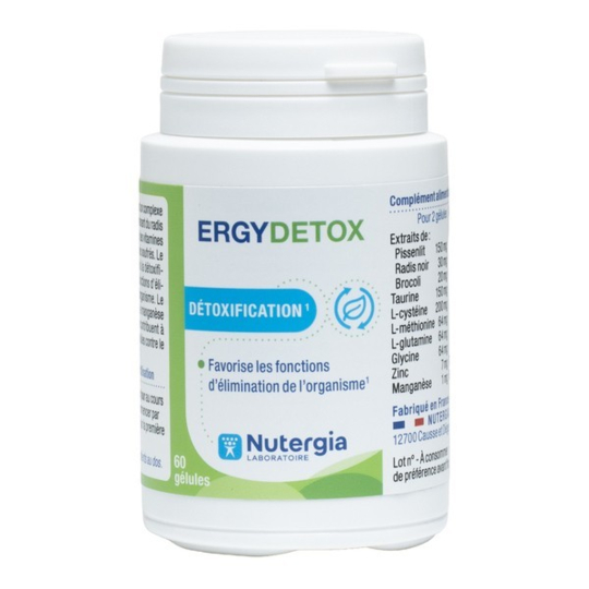 Nutergia Ergydetox 60 gélules – pissenlit, radis noir, brocoli, acides aminés soufrés