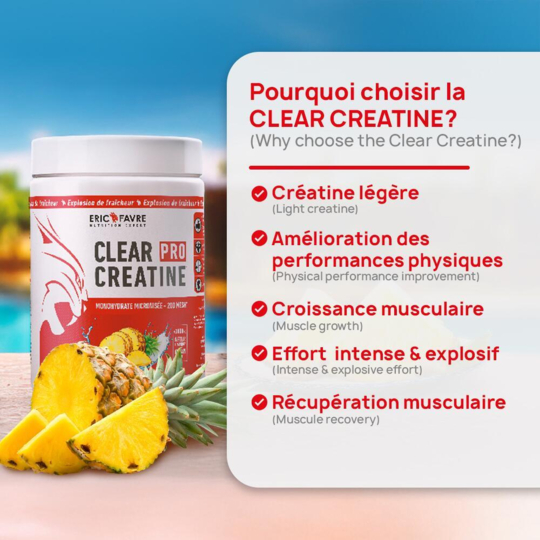 Clear Créatine 200 mesh ananas 300g créatine monohydrate performance musculation