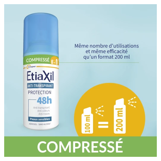 Etiaxil Anti-Transpirant Déodorant Compressé 48h Peaux Sensibles 100 ml