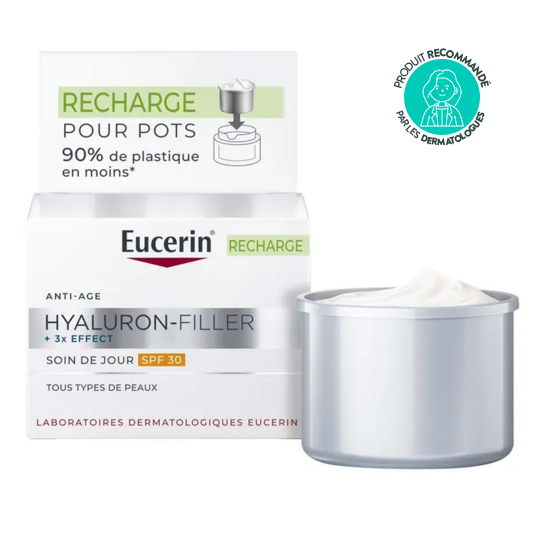 Eucerin Hyaluron-Filler + 3x Effect recharge soin de jour SPF30 50 ml – soin anti-rides acide hyaluronique et collagène