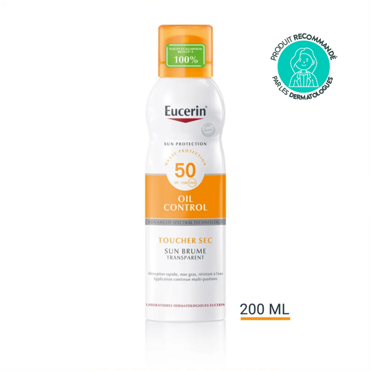 Eucerin Sun Protection brume transparente SPF50 peaux sensibles 200 ml – brume solaire corps toucher sec résistante à l'eau