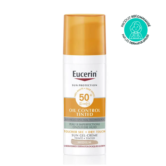 Eucerin Sun Oil Control Gel-Crème Teinté SPF50+ Medium 50 ml – Peaux grasses à imperfections