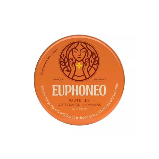 Euphoneo pastilles sans sucres orange mandarine 50 unités — confort de la gorge et de la voix